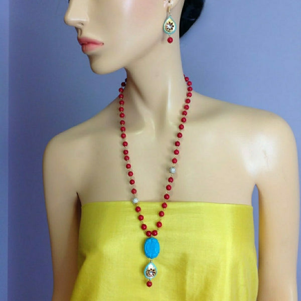 Red and Turquoise Necklace Set