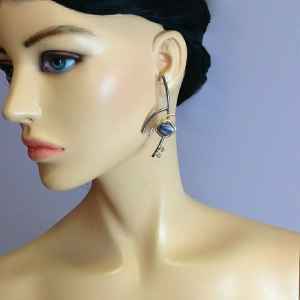 Admirable Mauvish Gray Baroque Pearl Earrings