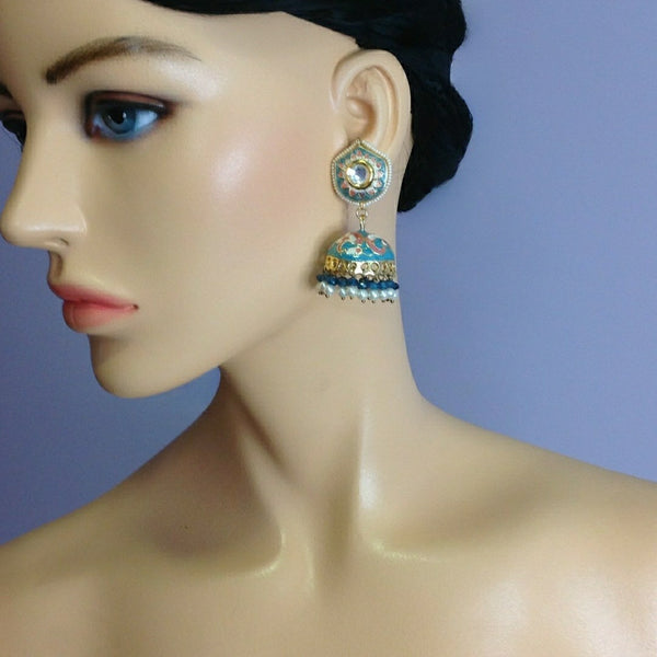 Tiffany Blue Enamel Jhumka Earrings
