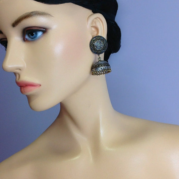 Artistry of Antique Shield Jhumka Earrings