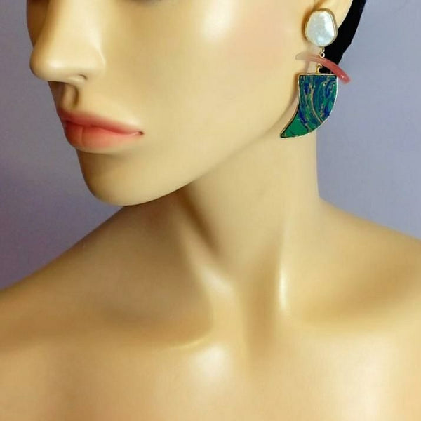 Amazement in Green and Blue Baroque Earrings