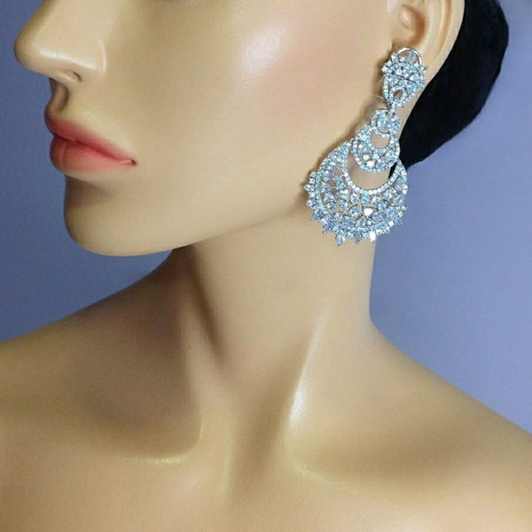 Gigantic Long Beautiful Cubic Zircon Chandbali Earrings