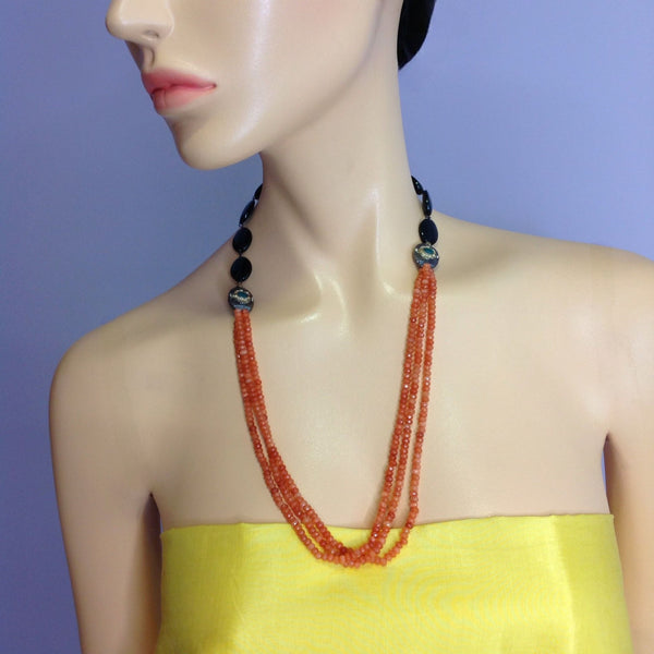 Ornamental Orange Layers with Black Necklace
