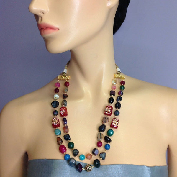 Marvels in Multi color Gemstone Necklace