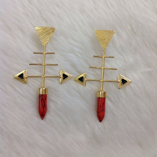 Golden Eclipse Red Earrings
