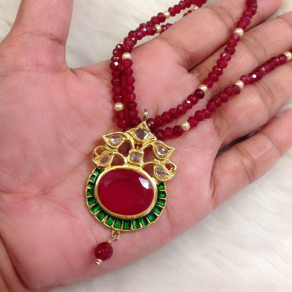 Ravishing Red and Green Pendant Necklace Set