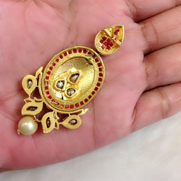 Enchanting Kundan with Regal Black Enamel and Pink Drop Earrings