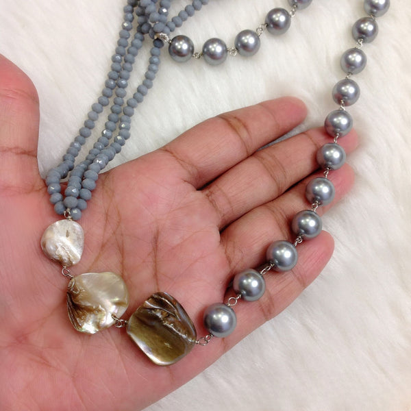 Groovy Grey Mother of Pearls Necklace
