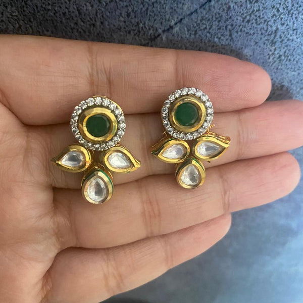Tempting Green Kundan Droplet Earrings
