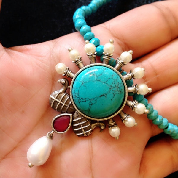 Regal Peacocks in Turquoise Necklace Set