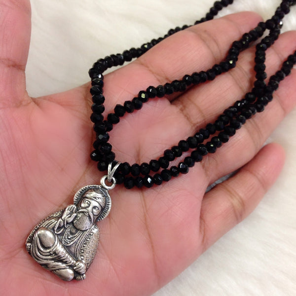 Serene Blessings of Guruji Pendant Black Necklace