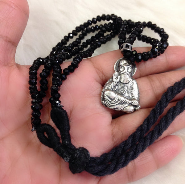 Serene Blessings of Guruji Pendant Black Necklace