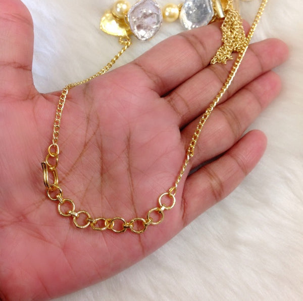 Sensational Silver with Golden Tassel Choker Necklace