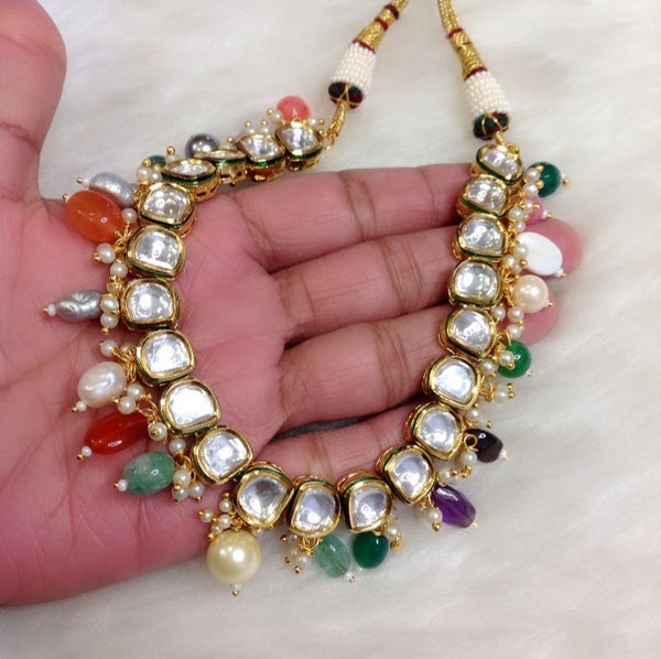 Shimmers of Kundan with Multicolour Choker Necklace Set