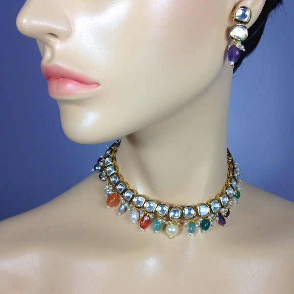 Shimmers of Kundan with Multicolour Choker Necklace Set