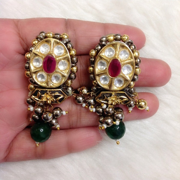 Antique Emerald Green Golden Choker Necklace Set