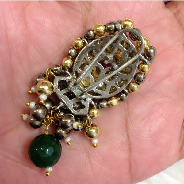 Antique Emerald Green Golden Choker Necklace Set