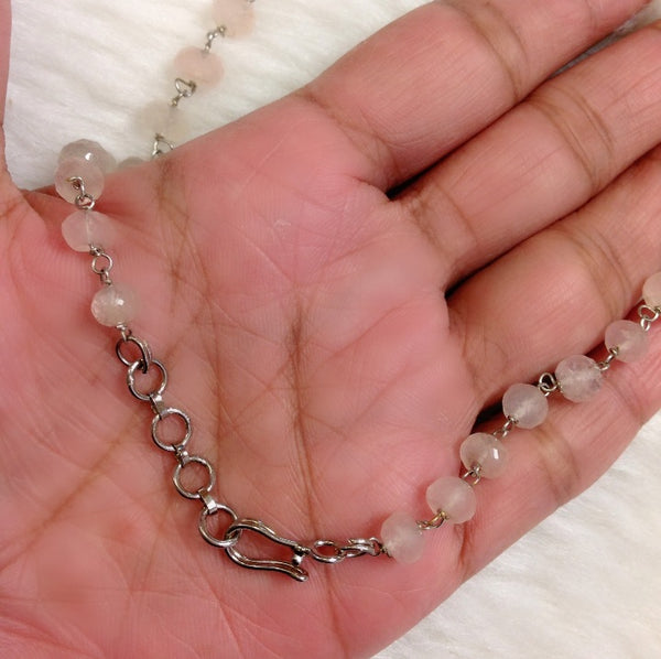 Ravishing Rose Quartz Beads Tangerine Pendant Necklace