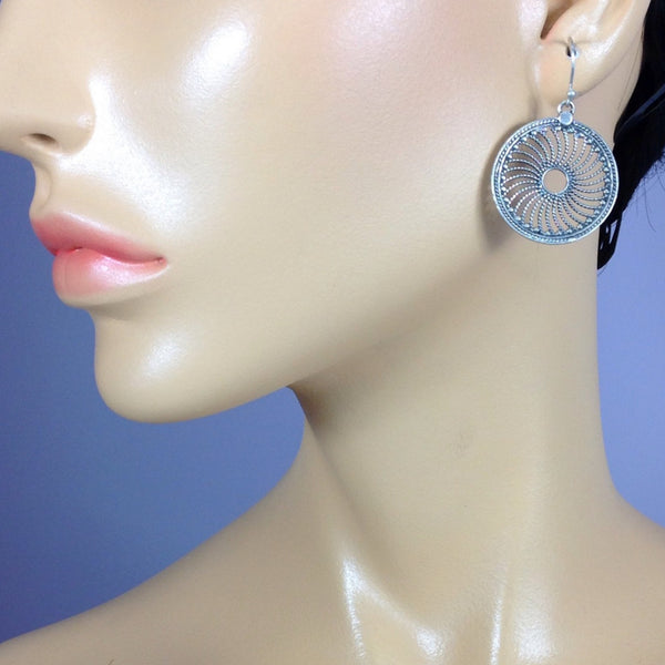 Silver Wheel Earrings