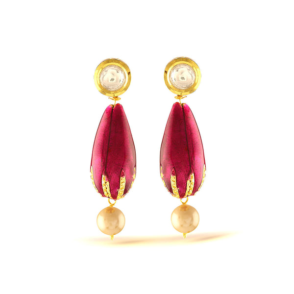 Fuchsia Pink Enamel Earrings