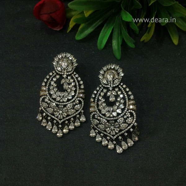 Stunning CZ Floral Chandbali Earrings