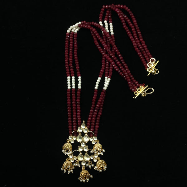 Lustrous Ruby Red & White Kundan Necklace