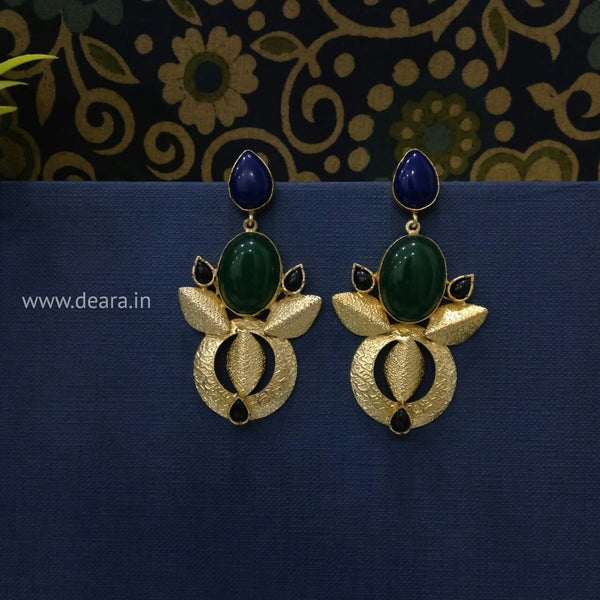 Gorgeous Green Blue Ethnic Long Earrings
