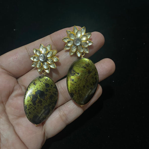 Elegant Blossoms Olive Green Gemstone Earrings