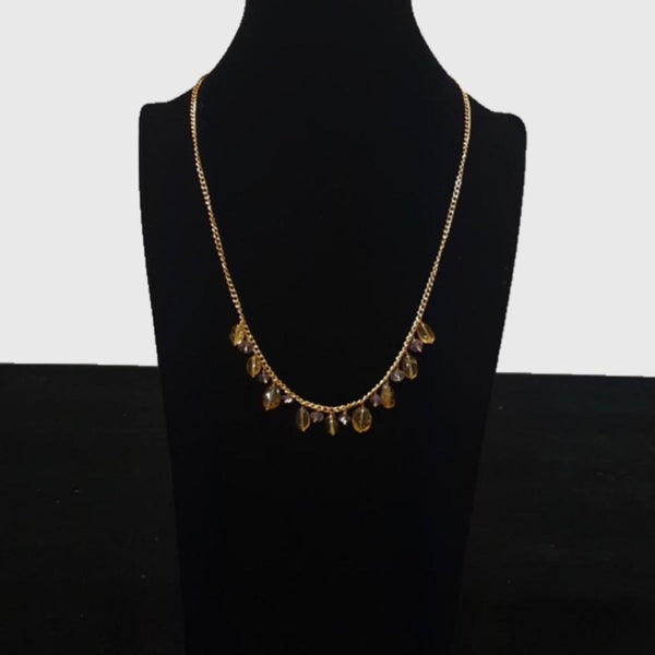 Caramel and Lavender Gemstones in Chain Necklace
