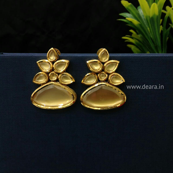 Beautiful Kundan Flower Long Earrings