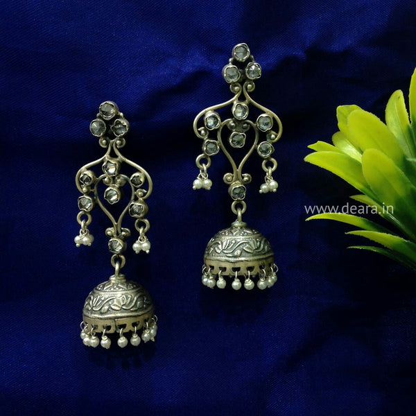 Stunning Silver Jhumki Long Earrings