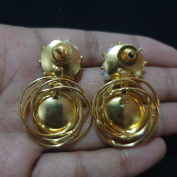 Golden Sphericals Embedded with Pearls Earrings