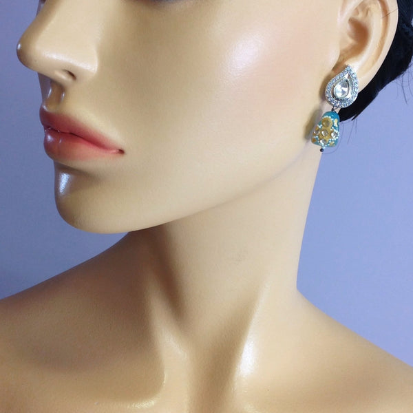 Cerulean Blue With Kundan Cubic Zirconia Earring
