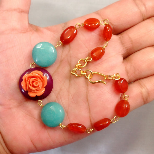 Tempting Tangerine Orange Flower Bracelet