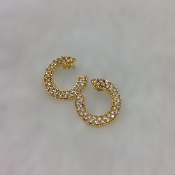 Half Moon Shape Cubic Zirconia Earrings