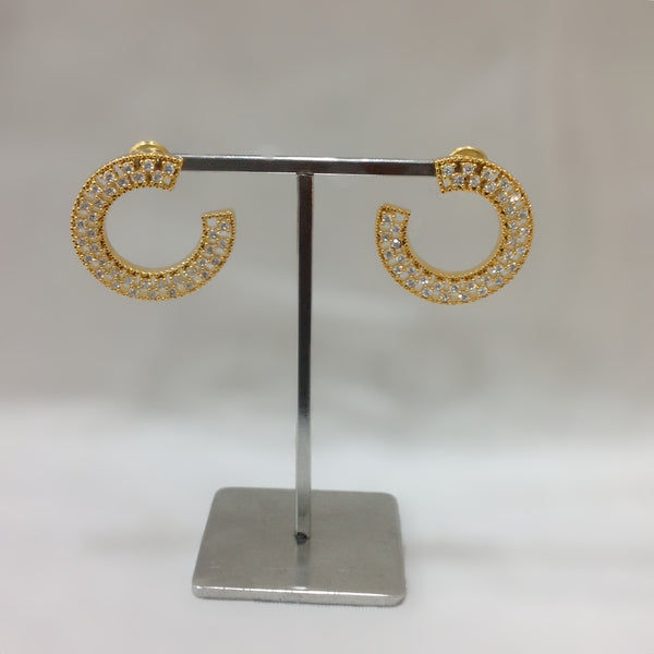 Half Moon Shape Cubic Zirconia Earrings