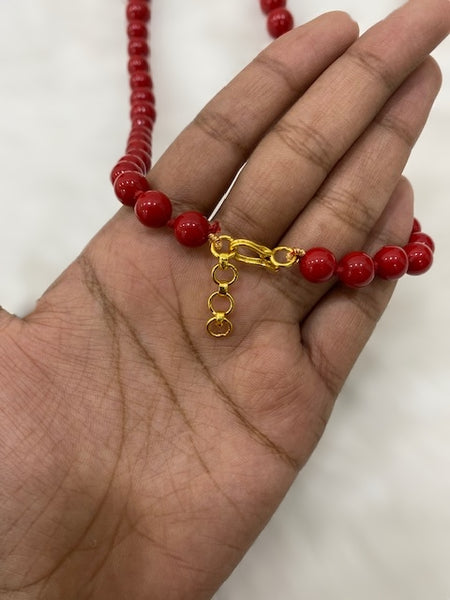 Red Synthetic Coral Beads Necklace