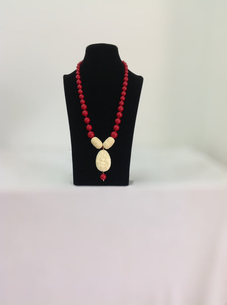 Red Synthetic Coral Beads Necklace