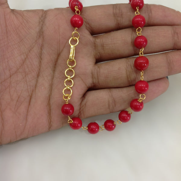 Charismatic Cherry Red Corals and Aquamarine Green Tassel Necklace