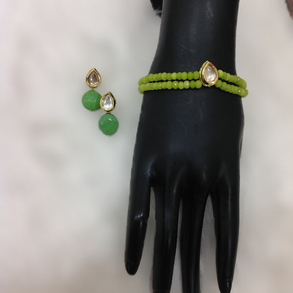 Appealing Lime Green and Kundan Bracelet Set