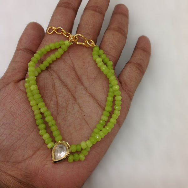 Appealing Lime Green and Kundan Bracelet Set