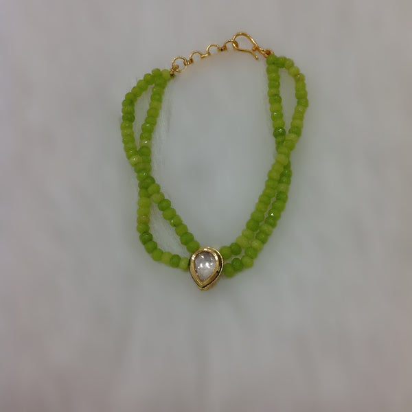 Appealing Lime Green and Kundan Bracelet Set