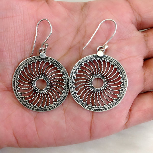 Silver Wheel Earrings