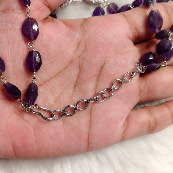 Admirable Amethyst With Leopard Head Choker Necklace