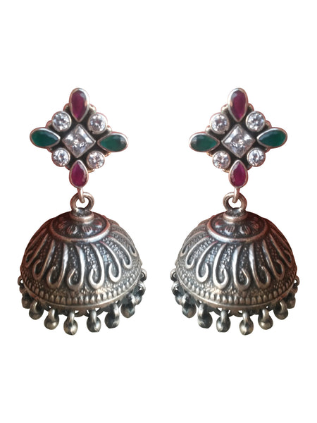 Silver Sparkle Fiesta Jhumka Earrings