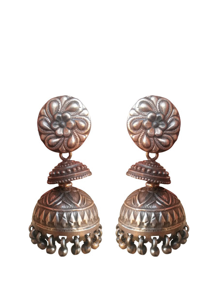Real Silver Splendour Jhumka Earrings