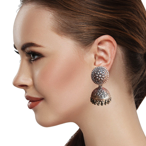 Real Silver Eclipse Jhumka Earrings