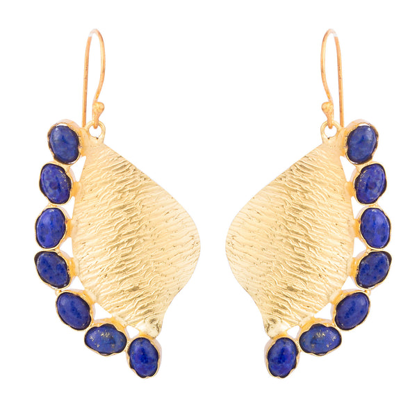 Blue Lapis Golden Shell Earrings