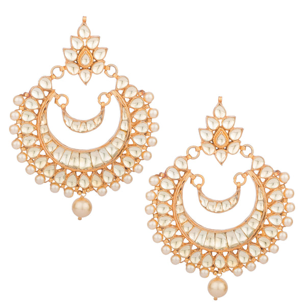 Splendid Kundan Long Chandbali Earrings