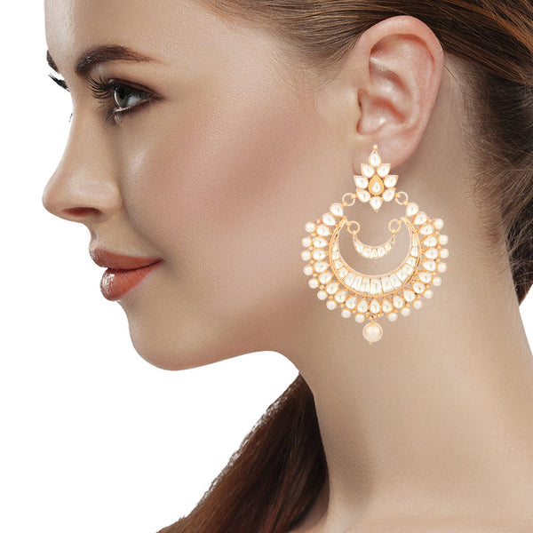 Splendid Kundan Long Chandbali Earrings